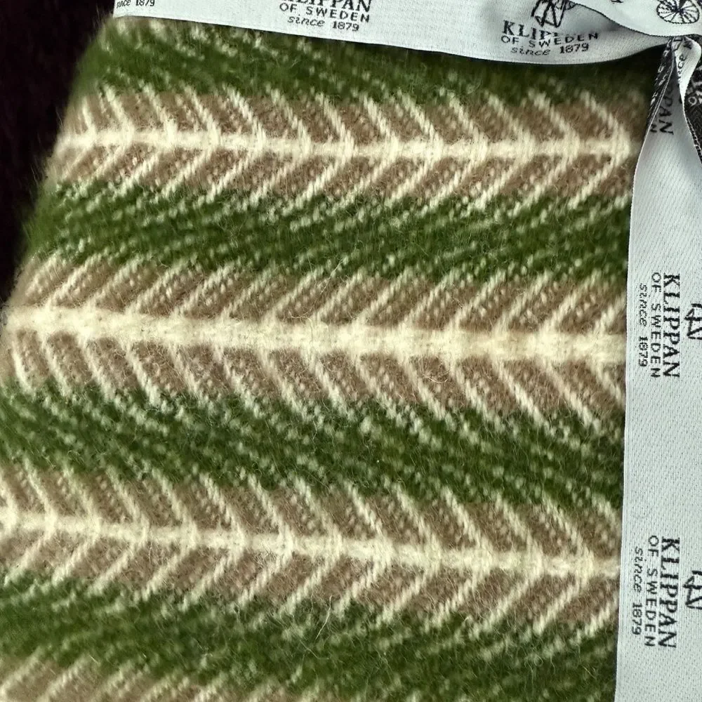 Klippan Oscar Throw Blanket 100% Eco Lambswool Multi Green 51x78” New with Tags